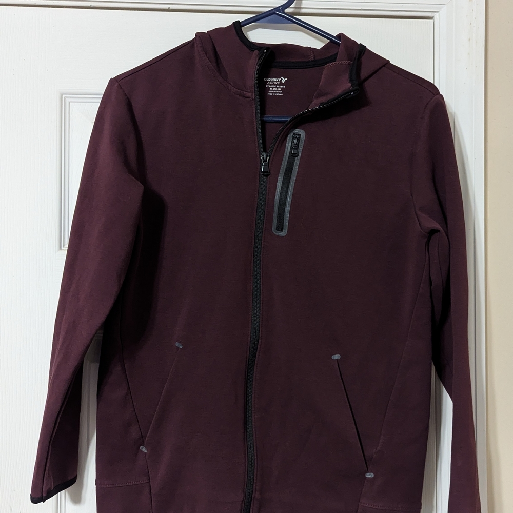 Old Navy Boys's Burgundy Light Jacket w/Hood Size XL, 14/16